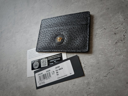 VERSACE Pebble Leather Medusa Icon Card Holder