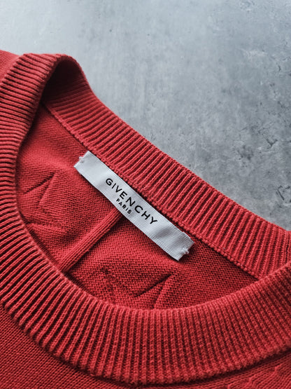 GIVENCHY Star Patches Crewneck Red Sweater