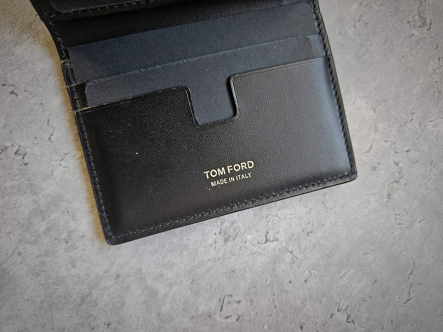 TOM FORD Leopard Print Full Grain Leather Bifold Card Holder