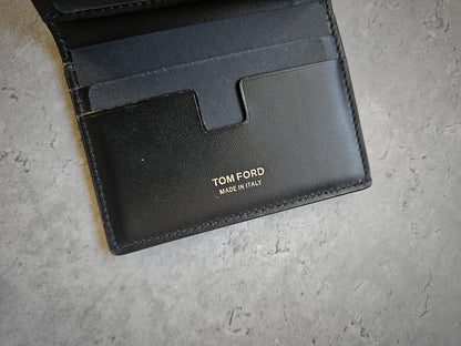 TOM FORD Leopard Print Full Grain Leather Bifold Card Holder