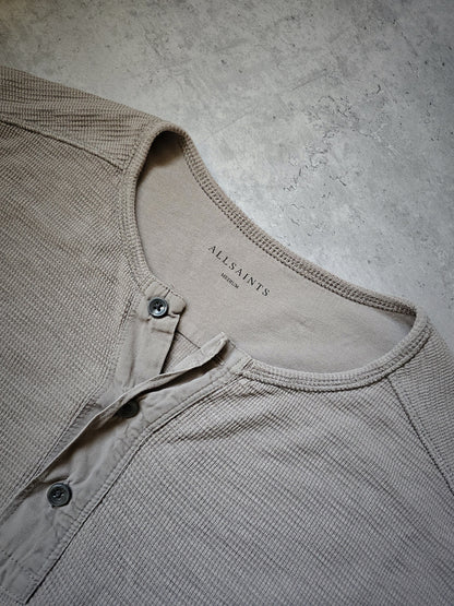 ALL SAINTS Khaki Thermal Long Sleeve Oversized T-Shirt