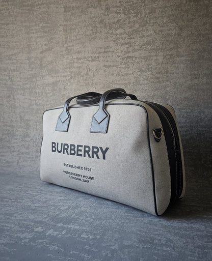 BURBERRY Logo-Print Leather-Trimmed Canvas Holdall
