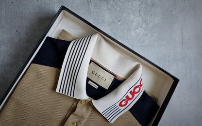 GUCCI Cotton Jersey Logo Collar Polo Shirt