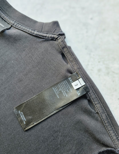 BALENCIAGA Optical Print Distressed Oversized T-Shirt