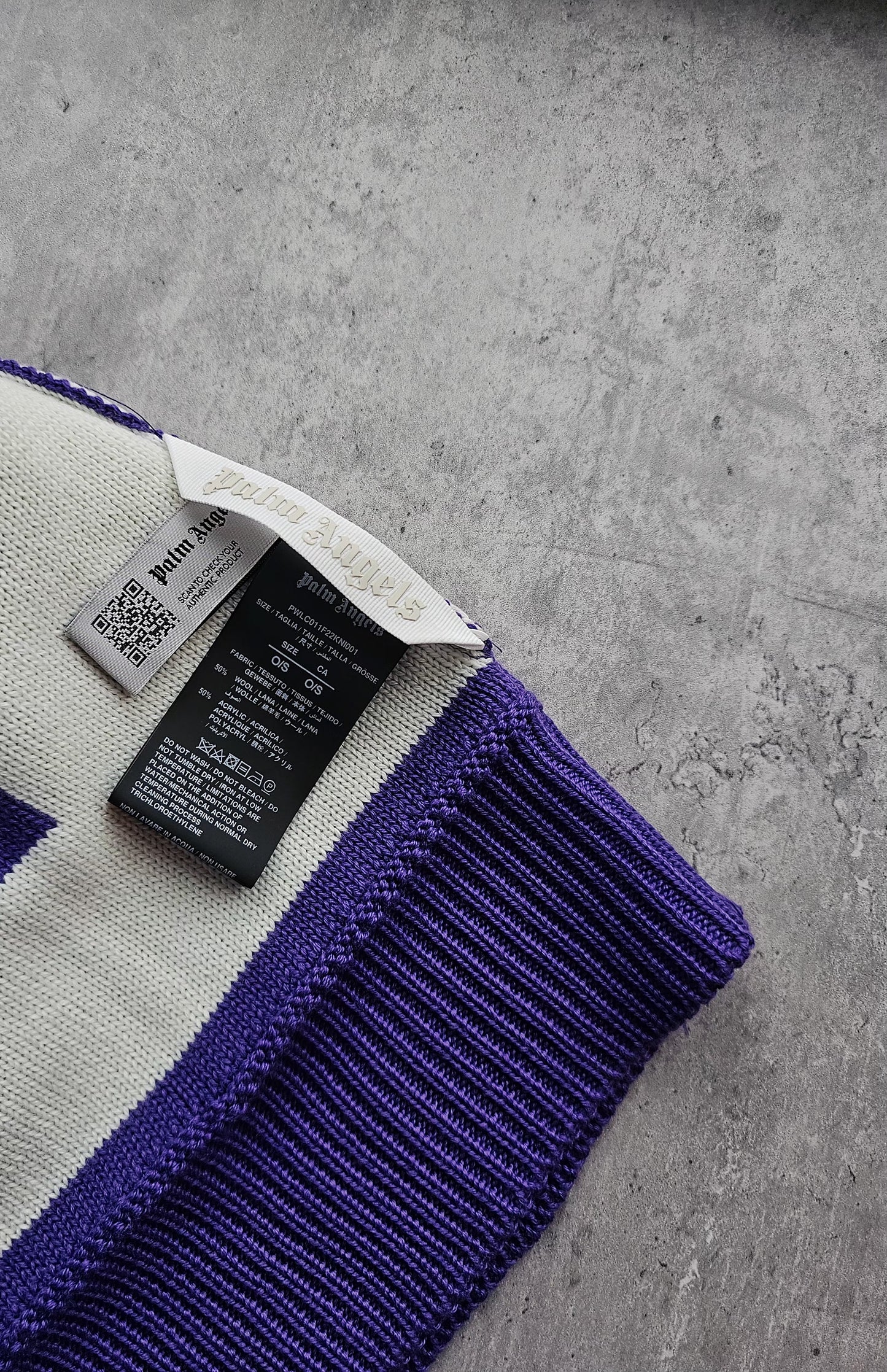 PALM ANGELS Logo Pompom Beanie Violet