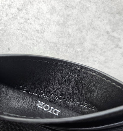DIOR CD Icon Grained Calfskin Leather Black Card Holder