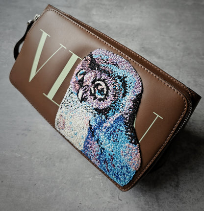 VALENTINO GARAVANI Limited Edition VLTN Umo Owl Embroidery Python Leather Belt Bag