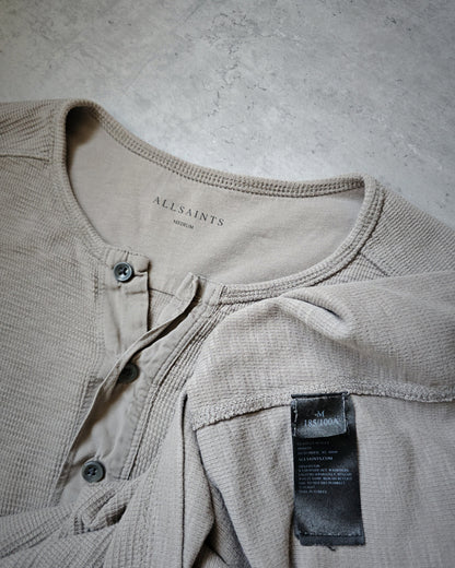 ALL SAINTS Khaki Thermal Long Sleeve Oversized T-Shirt