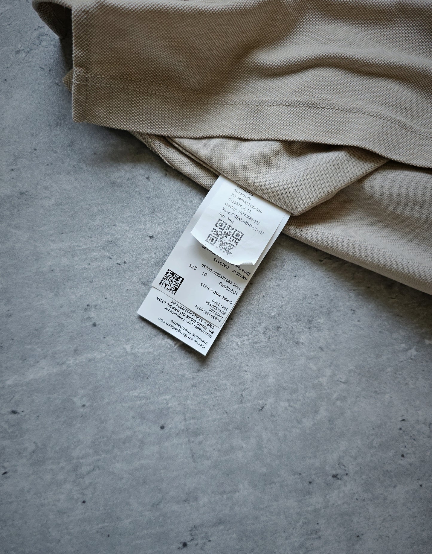 HUGO BOSS Long-Sleeve Cotton Beige Polo