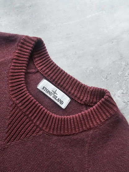 STONE ISLAND Logo Patch Knitted Wool Sweater