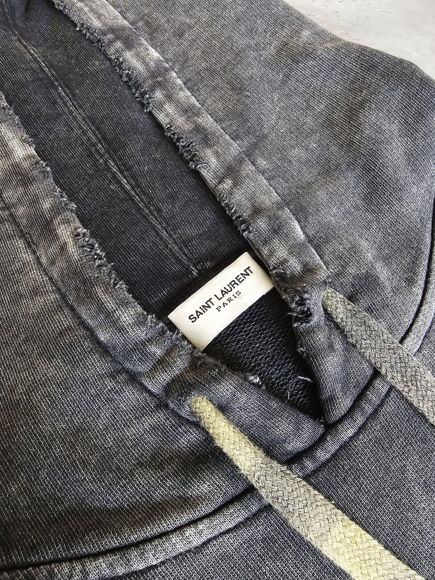SAINT LAURENT Distressed Washed Cotton Hoodie
