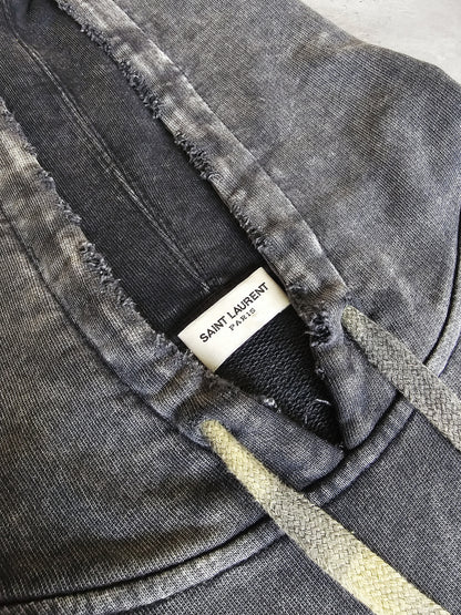 SAINT LAURENT Distressed Washed Cotton Hoodie