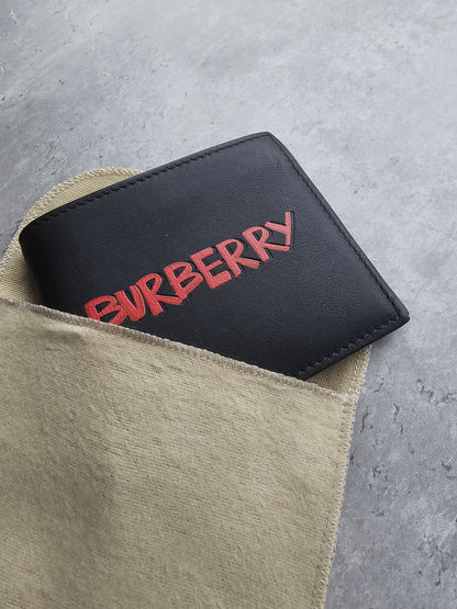 BURBERRY Graffiti Print International Leather Bifold Wallet