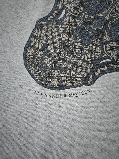 ALEXANDER MCQUEEN Cotton Skull Print Grey T-Shirt