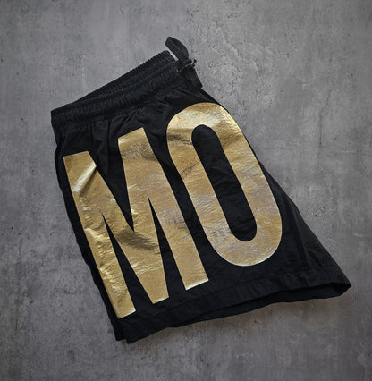 MOSCHINO Gold Foil Logo Black Swim Shorts