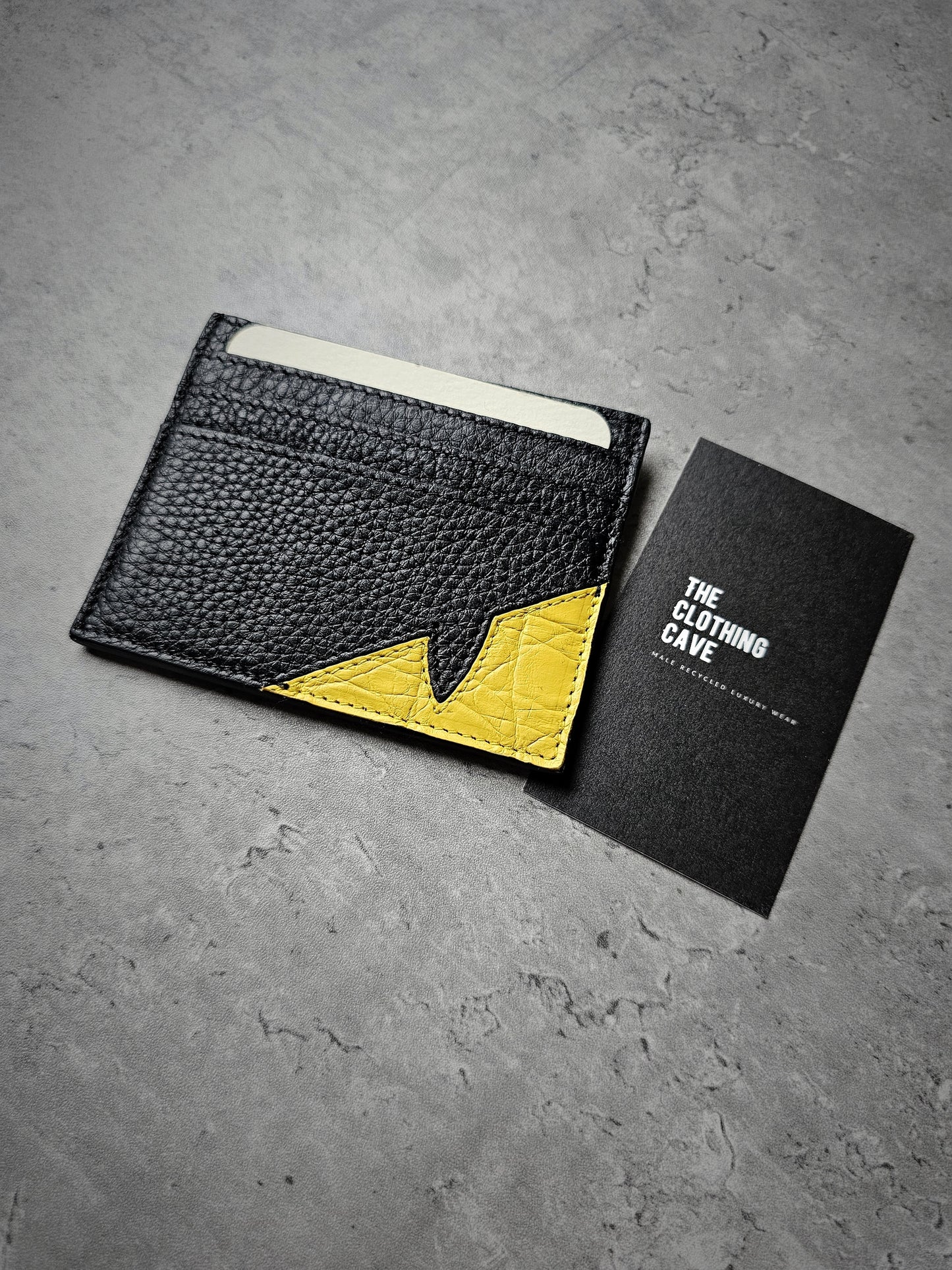 FENDI Black & Yellow Bug Eye Roma Leather Card Holder