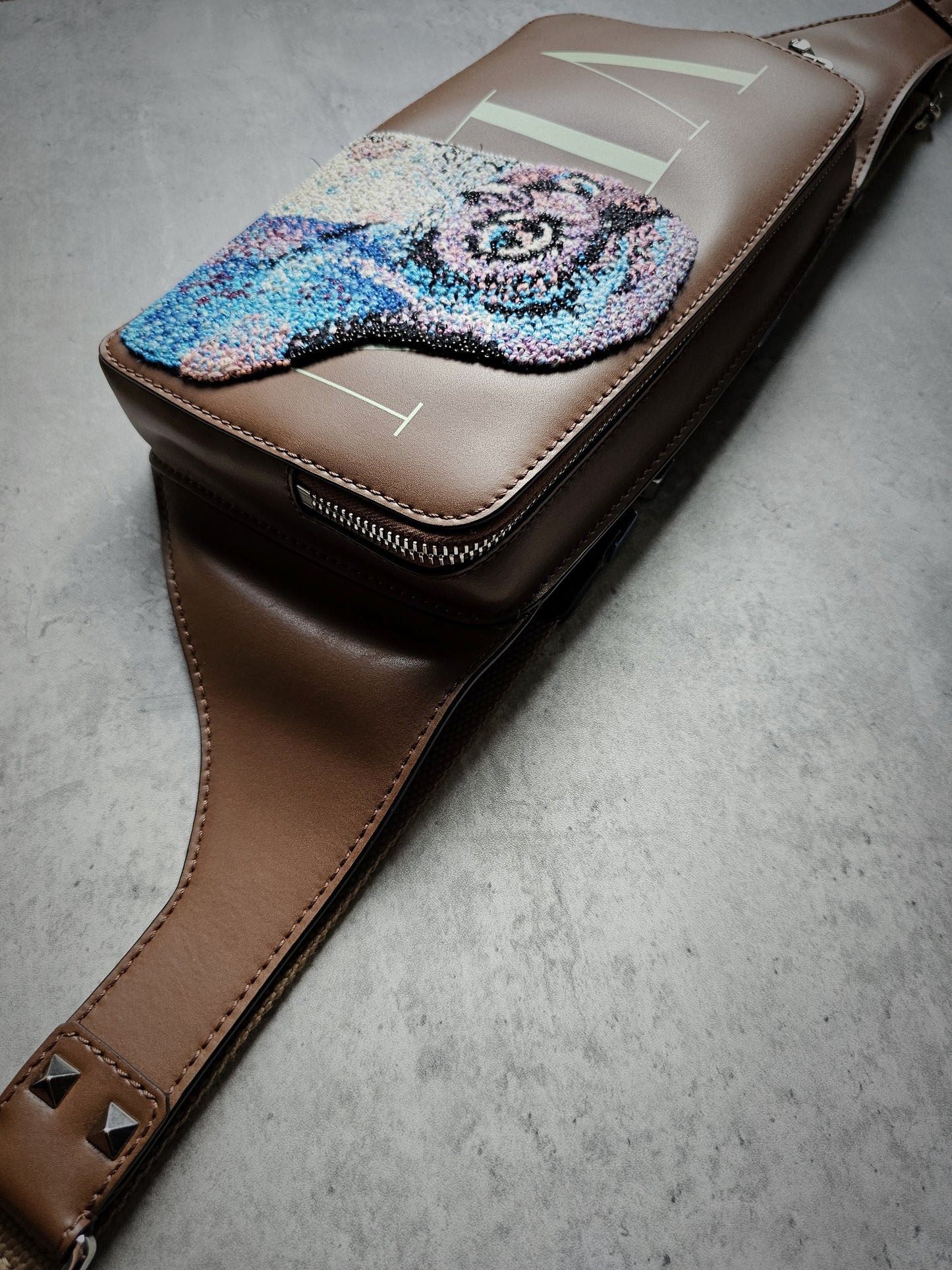 VALENTINO GARAVANI Limited Edition VLTN Umo Owl Embroidery Python Leather Belt Bag