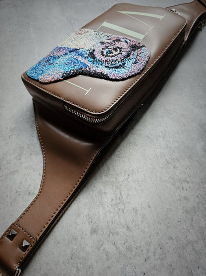 VALENTINO GARAVANI Limited Edition VLTN Umo Owl Embroidery Python Leather Belt Bag