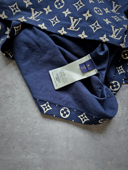 LOUIS VUITTON Gradient Cotton Monogram Navy T-Shirt