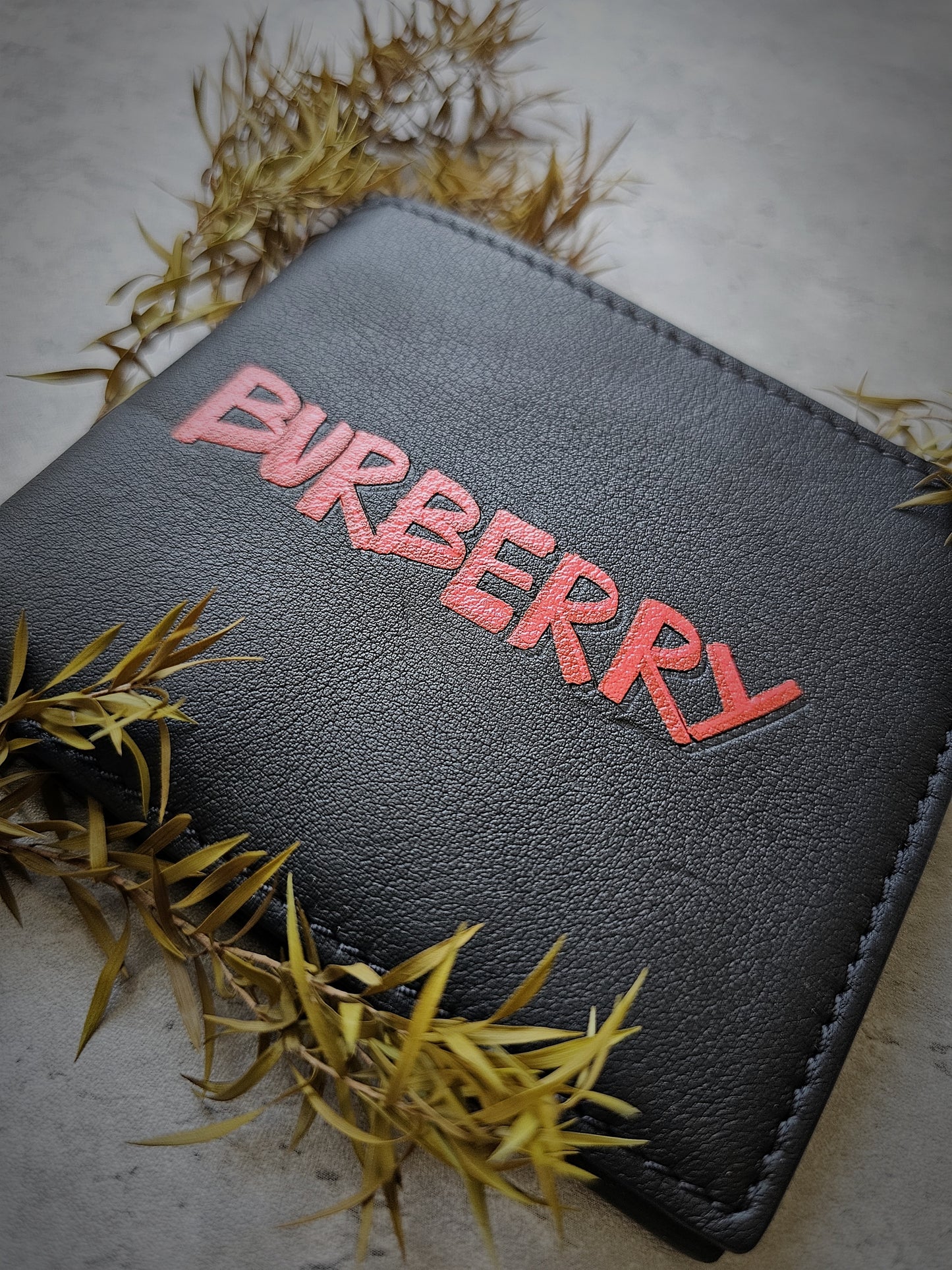 BURBERRY Graffiti Print International Leather Bifold Wallet