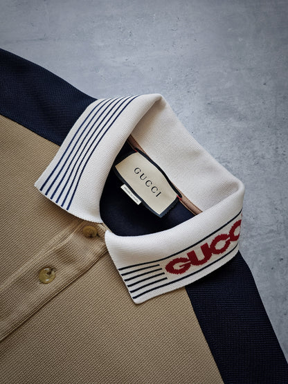 GUCCI Cotton Jersey Logo Collar Polo Shirt