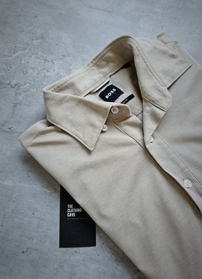 HUGO BOSS Long-Sleeve Cotton Beige Polo