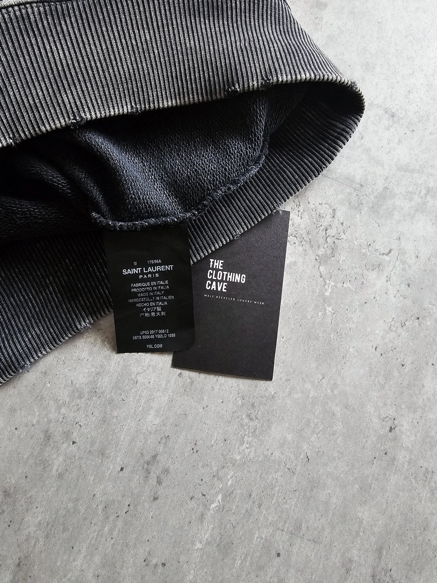 SAINT LAURENT Distressed Washed Cotton Hoodie