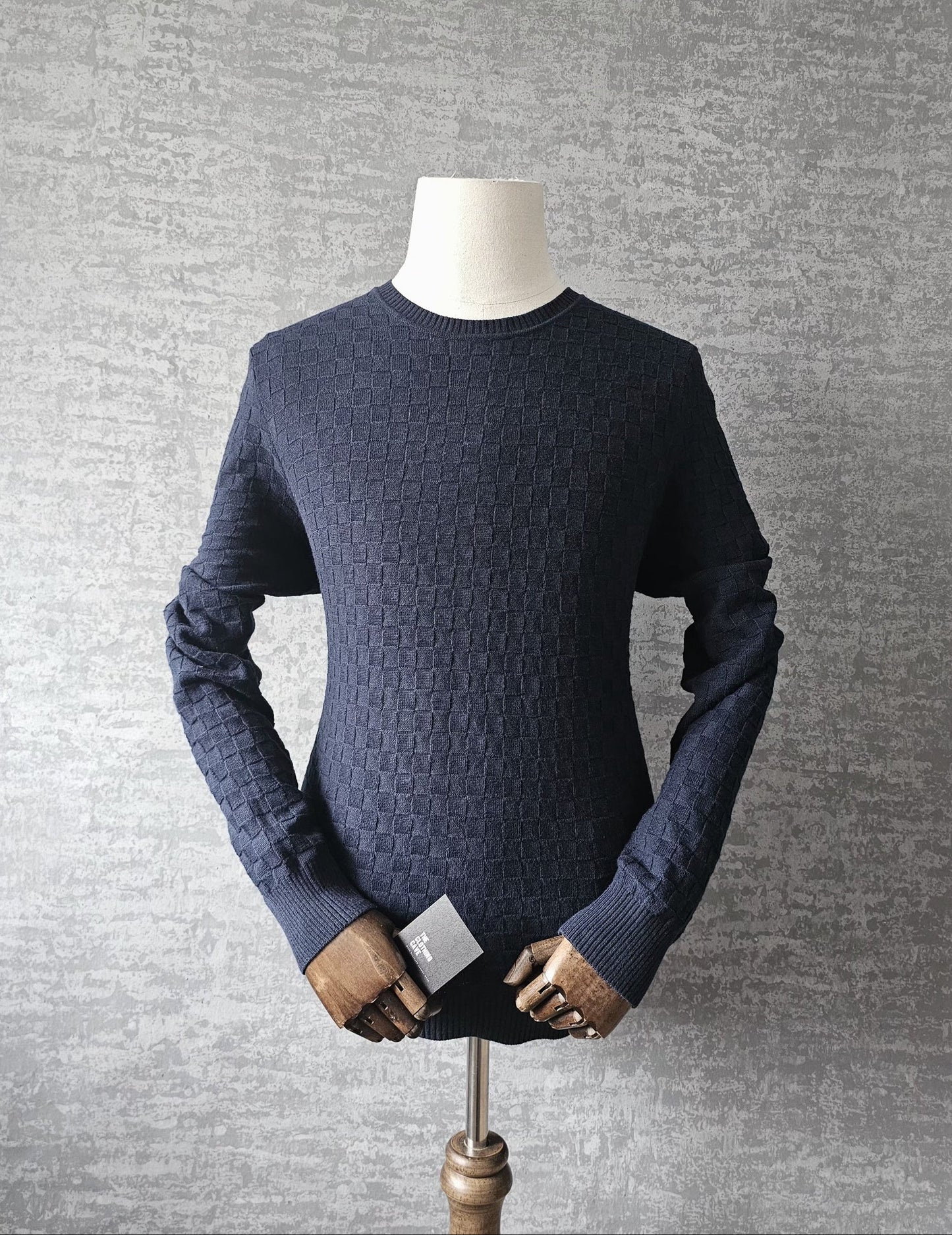 LOUIS VUITTON Damier Crew Knit Sweater in Dark Night Blue