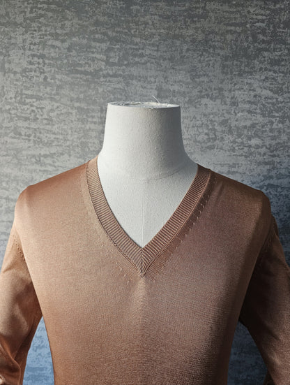 TOM FORD Viscose Salmon V-Neck Sweater