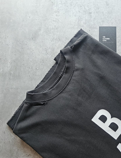 BALENCIAGA Optical Print Distressed Oversized T-Shirt