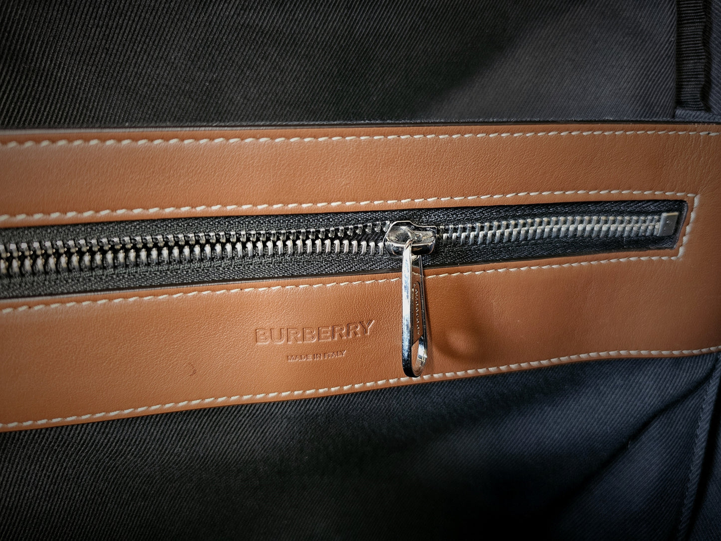 BURBERRY TB Monogram Leather Backpack in Blue and Brown
