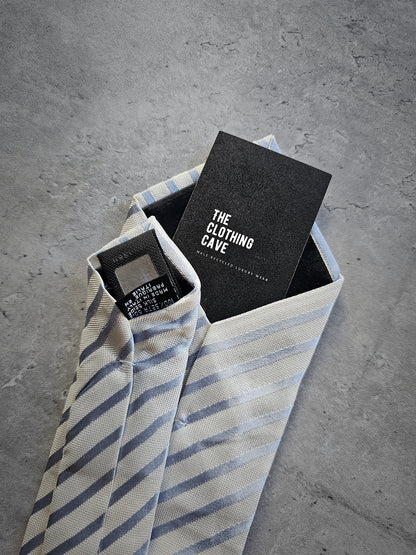 FENDI Blue Striped Silk Tie