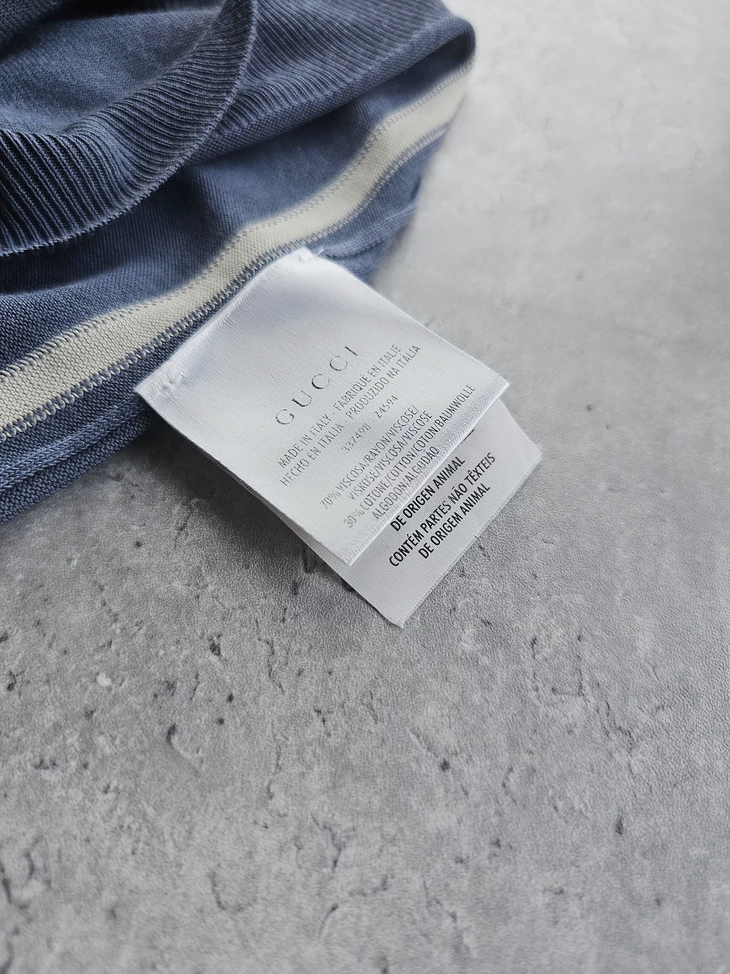 GUCCI Striped Fine Knit Polo