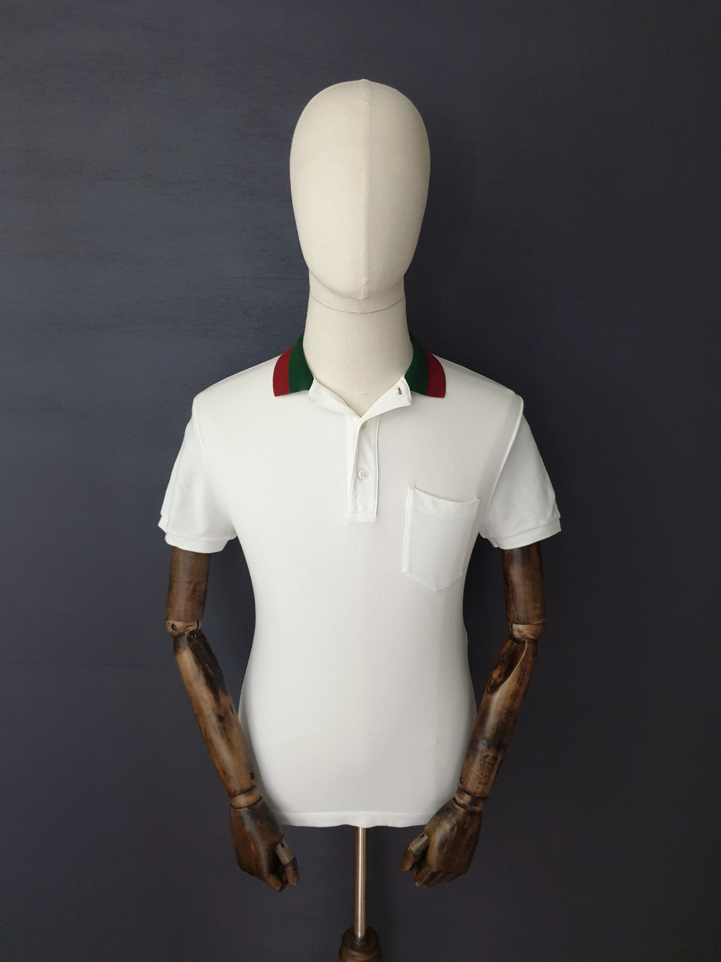 GUCCI Short-Sleeved Striped Collar Piquet Polo