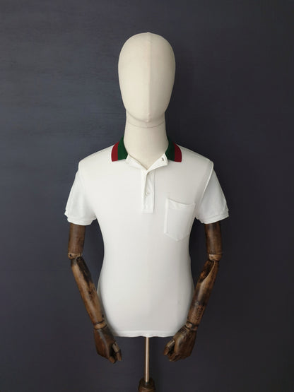GUCCI Short-Sleeved Striped Collar Piquet Polo