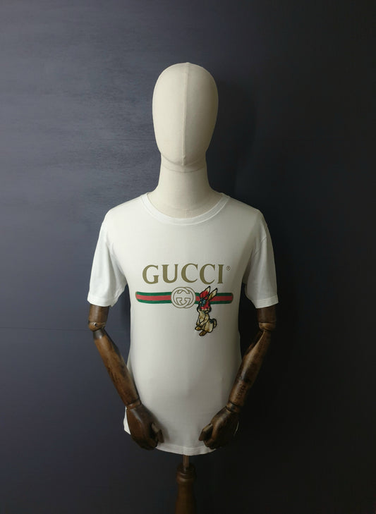 GUCCI Rabbit Embroidered Cotton T-Shirt