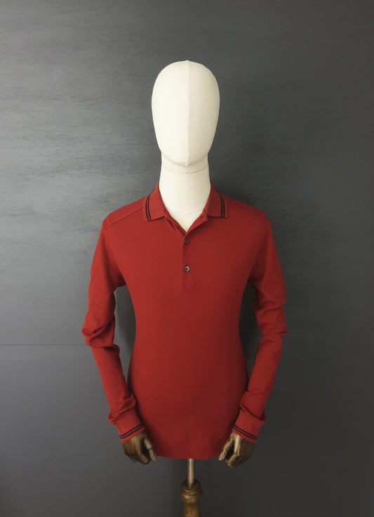 GUCCI Cotton Jersey Long Sleeve Polo Shirt