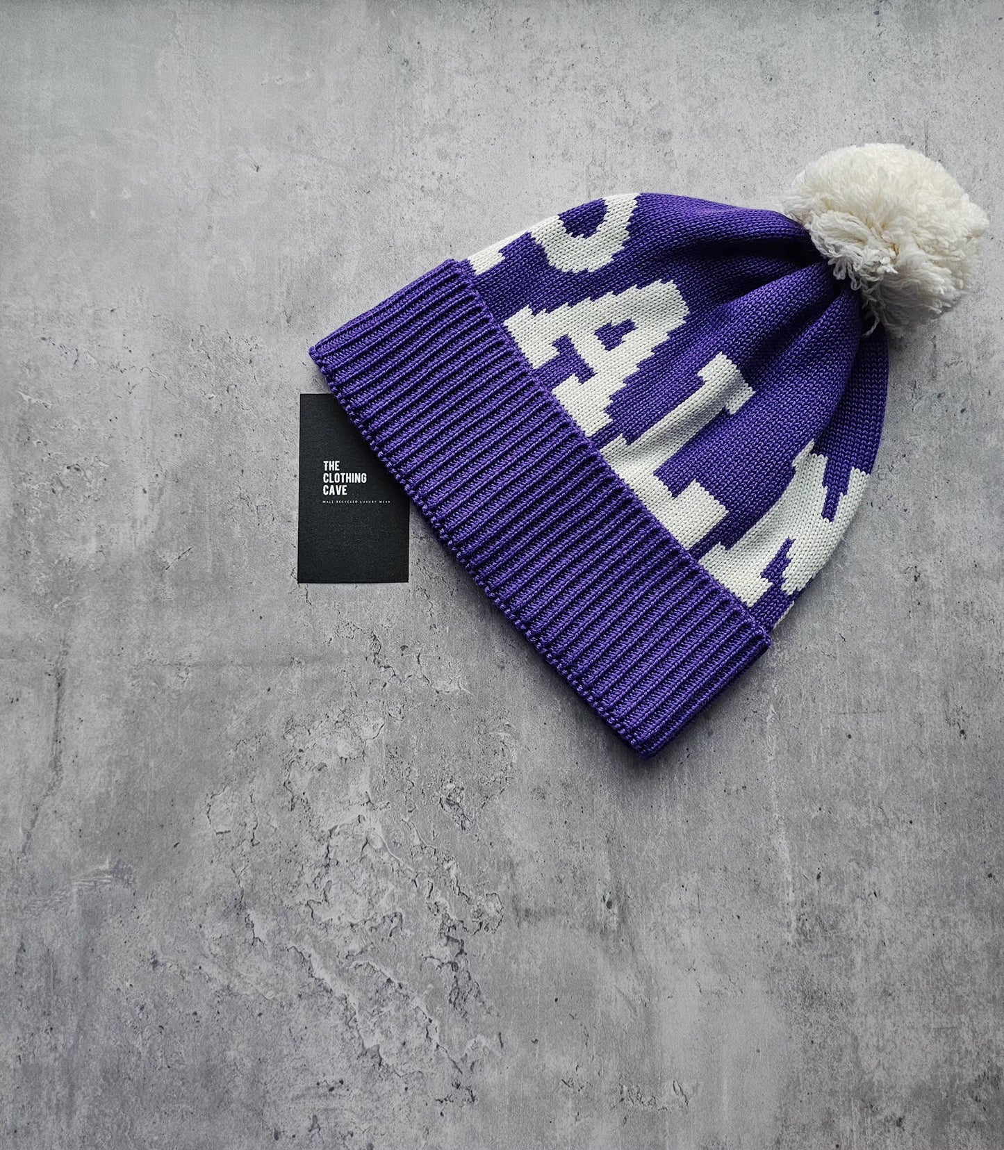 PALM ANGELS Logo Pompom Beanie Violet
