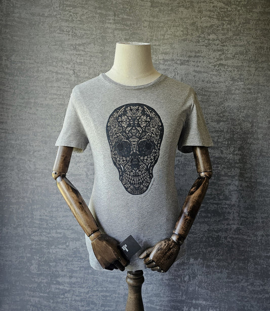 ALEXANDER MCQUEEN Cotton Skull Print Grey T-Shirt