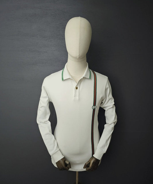 GUCCI Long-Sleeve Stripe Jersey Polo