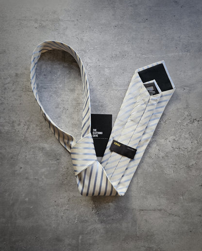 FENDI Blue Striped Silk Tie