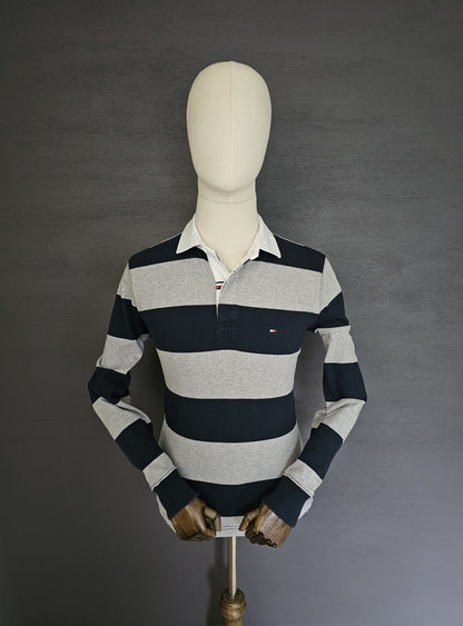 TOMMY HILFIGER  Prep Stripe Rugby Shirt in Navy and Grey