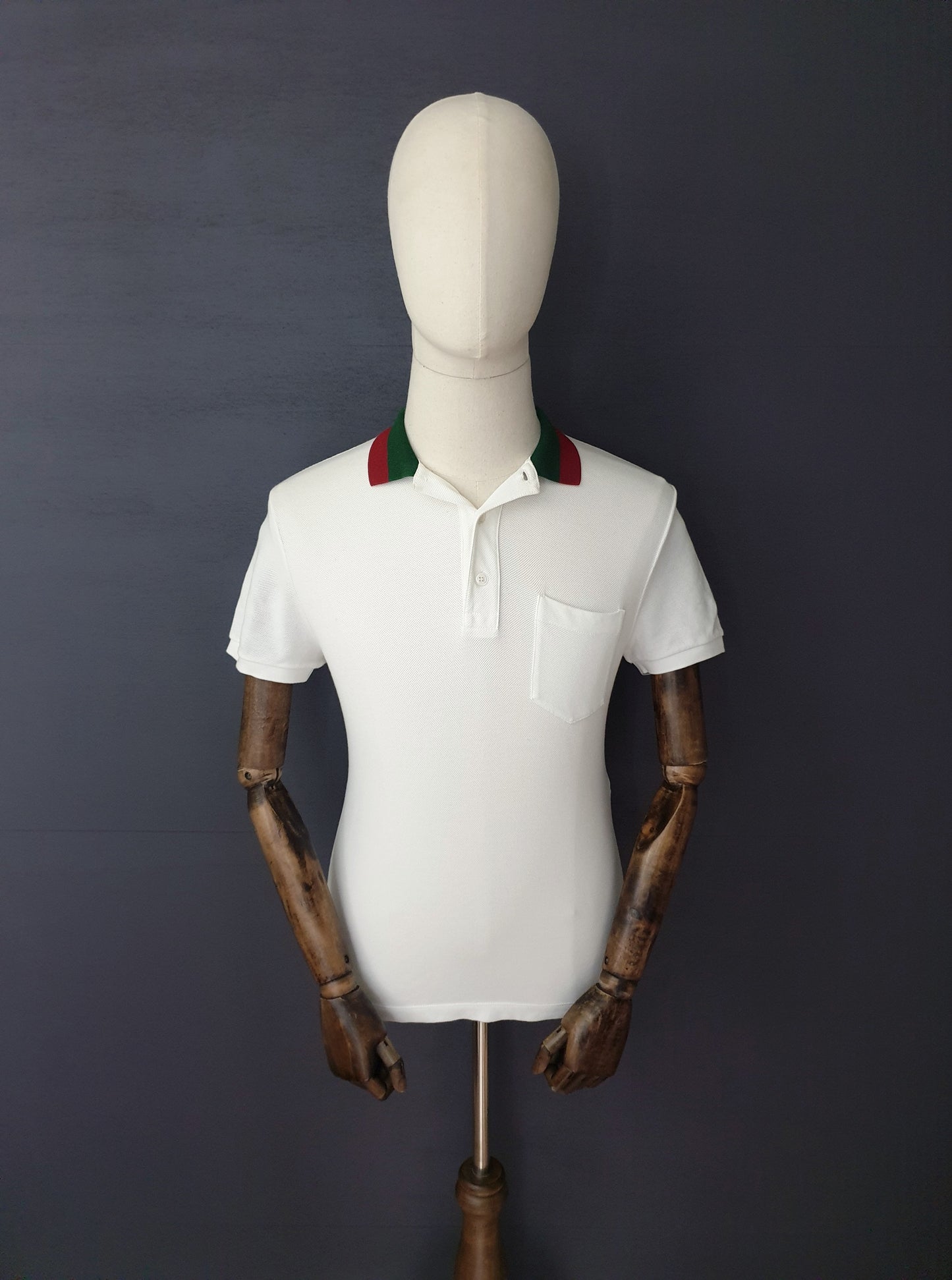 GUCCI Short-Sleeved Striped Collar Piquet Polo