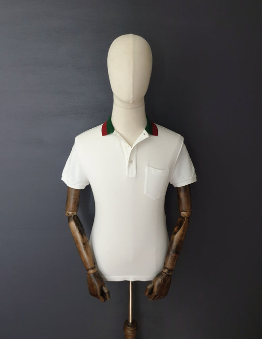 GUCCI Short-Sleeved Striped Collar Piquet Polo