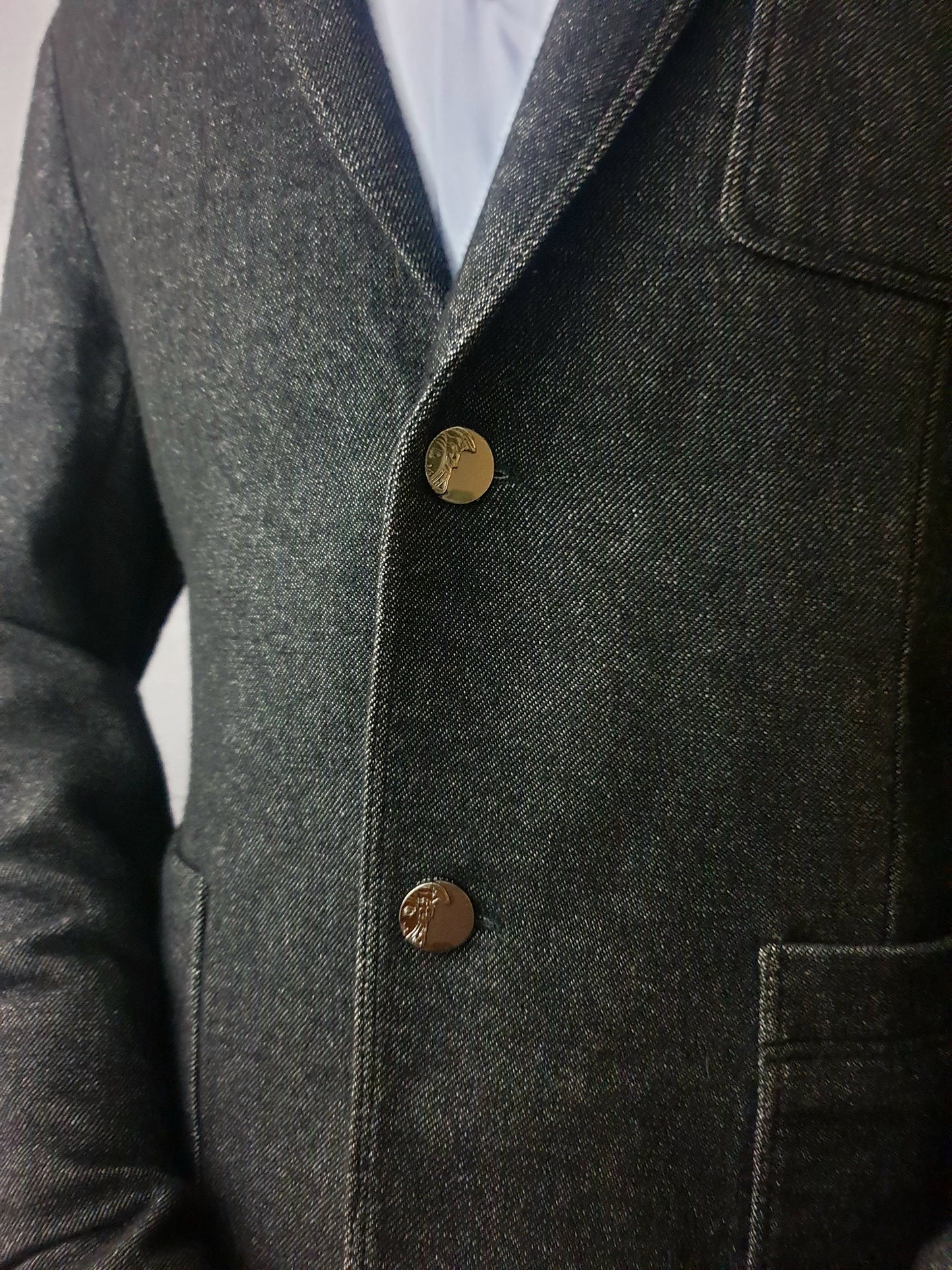 VERSACE Collection Single Breasted Denim Style Blazer
