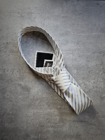 FENDI Blue Striped Silk Tie