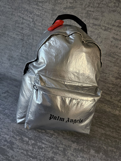 PALM ANGELS Silver Reflective Security Backpack