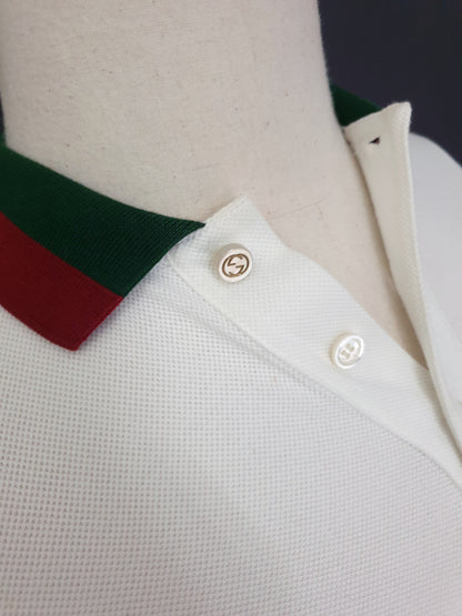 GUCCI Short-Sleeved Striped Collar Piquet Polo