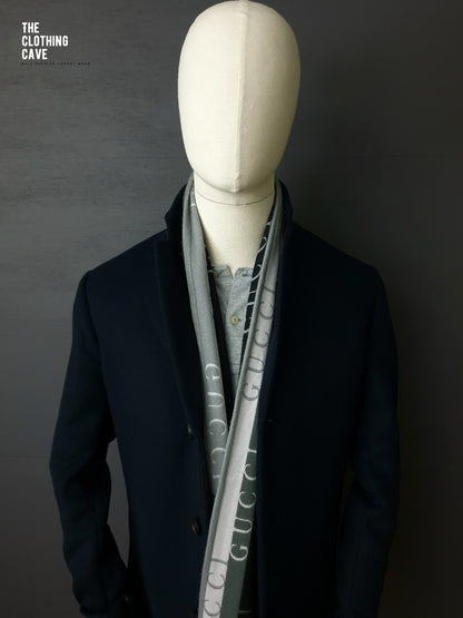 GUCCI Embroidered Jacquard Wool Stripe Scarf