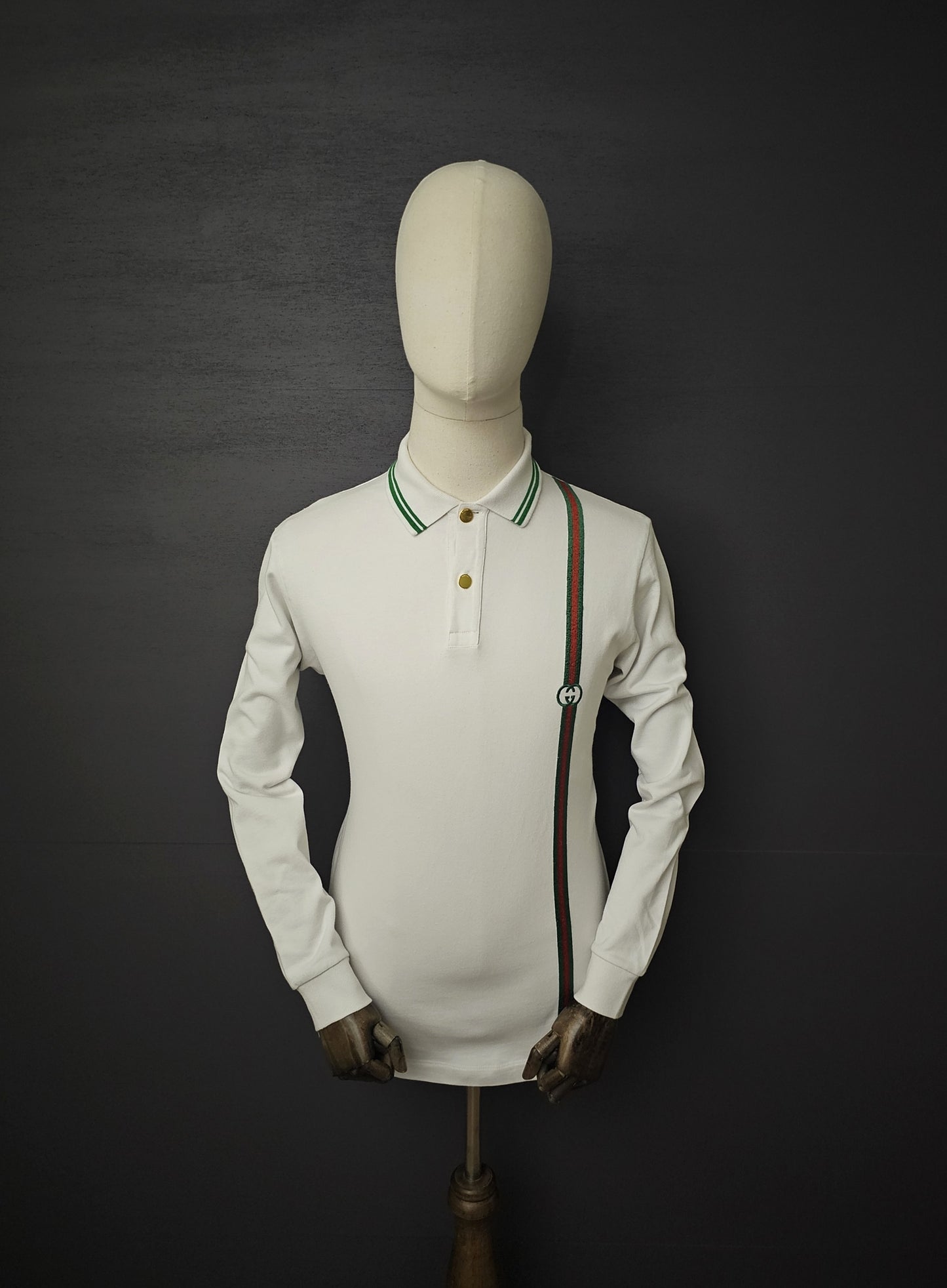 GUCCI Long-Sleeve Stripe Jersey Polo